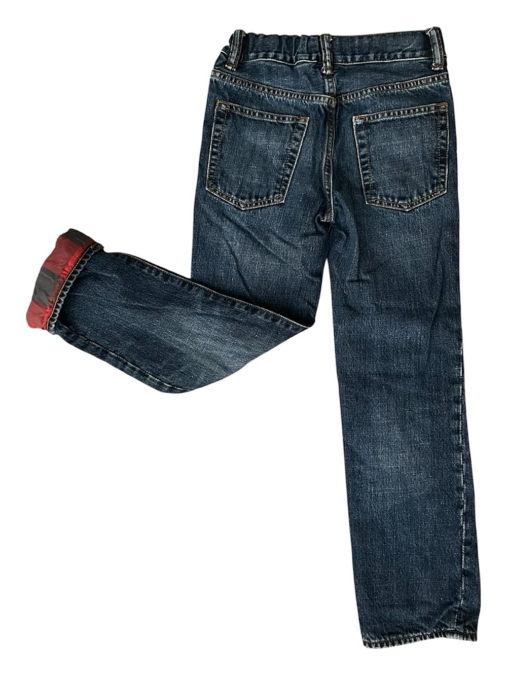 GAP Kids Dark Blue Buffalo Plaid LinedStraight Jeans